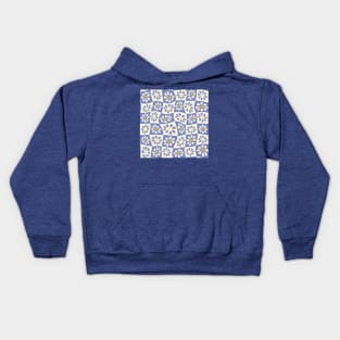 Periwinkle Wavy Floral Checkers Kids Hoodie